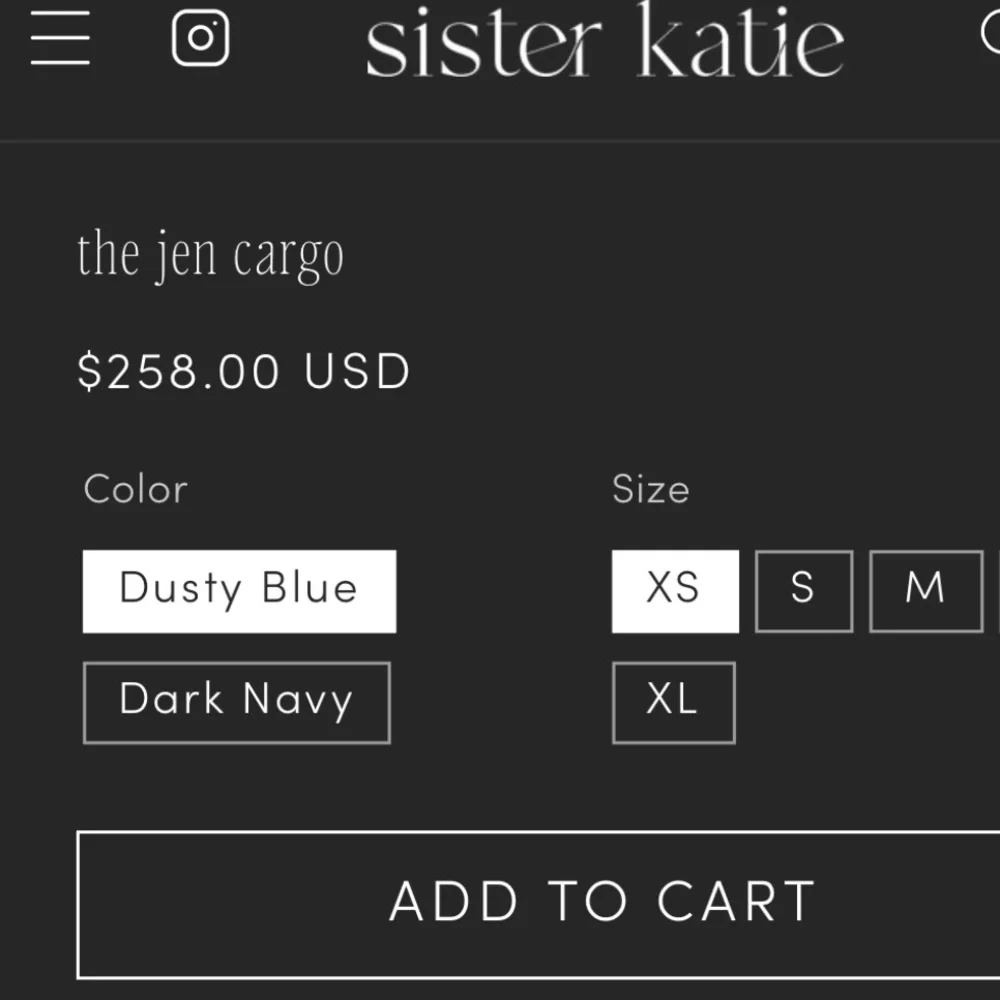 Sister Katie -Women's The Jen Cargo Light Dusty Blue Wide-Leg Pants high waist S